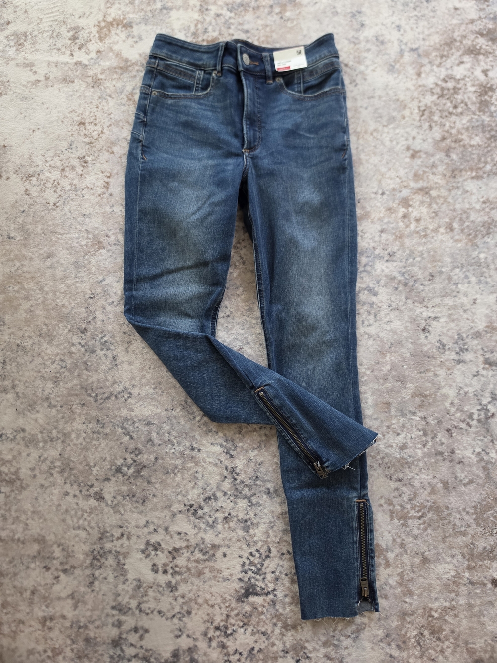 Skinny Ankle-Zip Jeans in Dark Blue